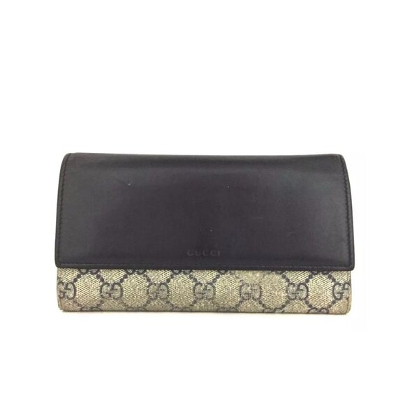 👛  AUTHENTIC GUCCI GG LOGO PVC LEATHER LONG BILFOLD WALLET - Picture 1 of 7